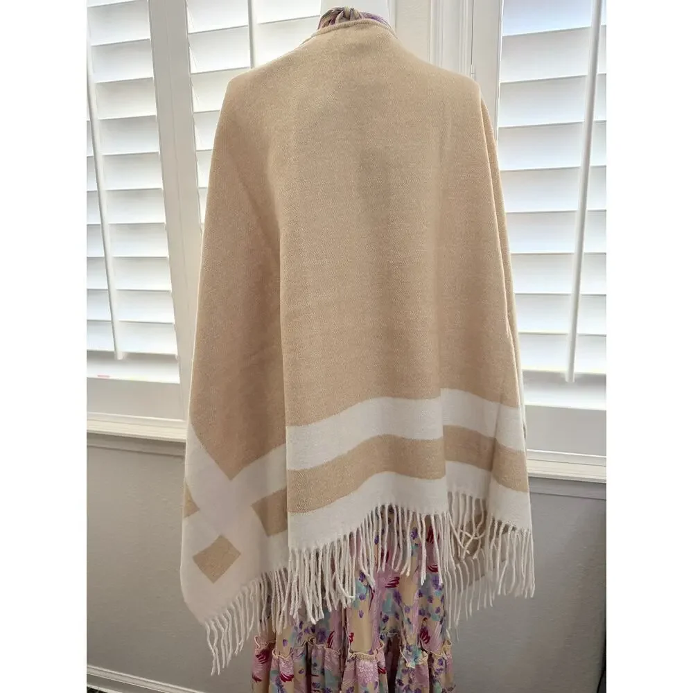 WALTER BAKER Verushka Reversible Poncho Camel/Ivory